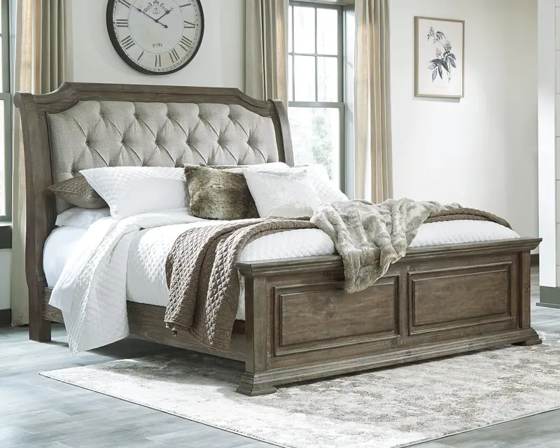 Wyndahl California King Upholstered Bed Frame with Panel Design