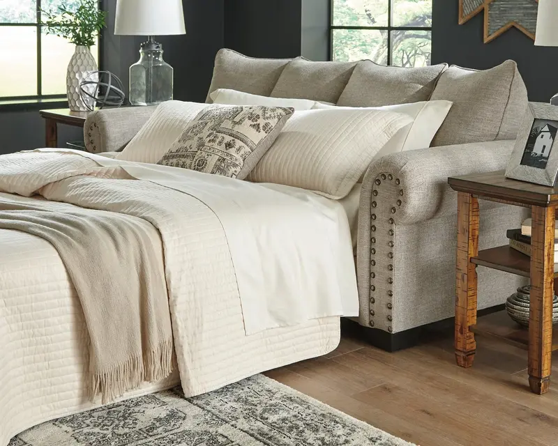 Zarina Queen Sofa Sleeper with Pull-Out Mattress and Linen Upholstery