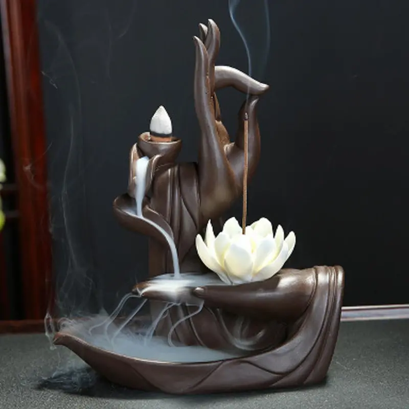 Zen Lotus Backflow Incense Burner – Ceramic Aroma Tower with 20 Cones, Ideal for Meditation & Calming Home Ambience