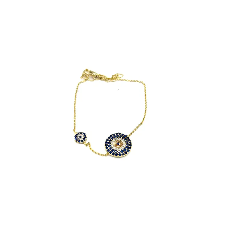 Zircon-Studded Evil Eye Cuff Bracelet